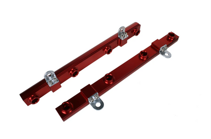 Aeromotive red billet fuel rails for Ford 5.0L Coyote Mustang and F150 14130