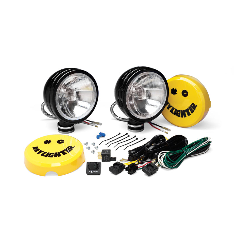 KC HiLiTES Daylighter 6in. Halogen Light 100w Spread Beam (Pair Pack System) - Black SS KC HiLiTES