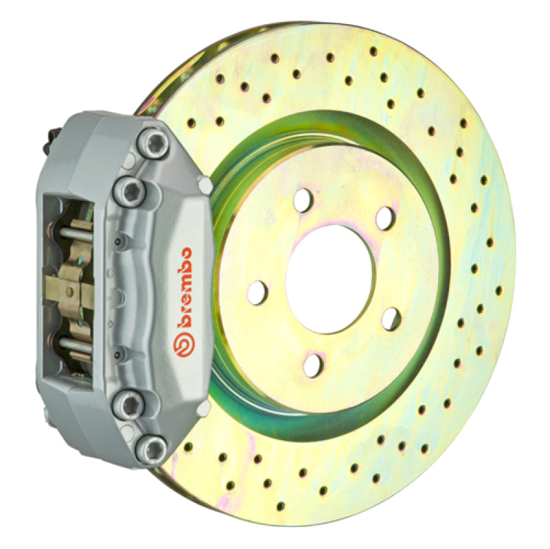 Brembo 12-19 Fiat 500 Pop/Abarth Front GT BBK 4 Piston Cast 2pc 28 5x28 1pc Rotor Drilled-Silver Brembo
