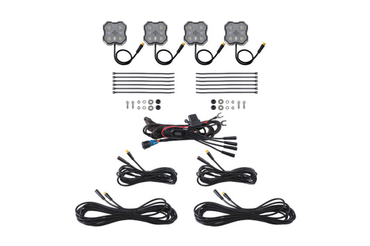 Diode Dyamics Rock Light - Red/White - M8 4-Pack