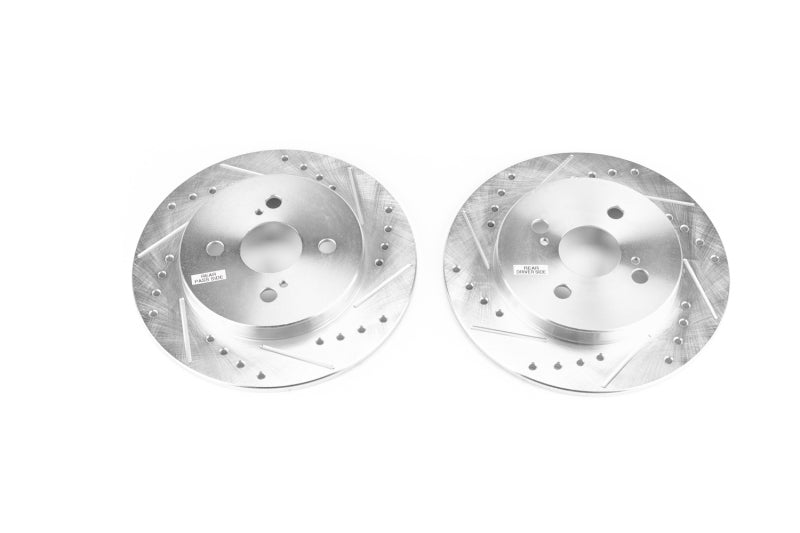 Power Stop 12-18 Toyota Yaris Rear Evolution Drilled & Slotted Rotors - Pair PowerStop