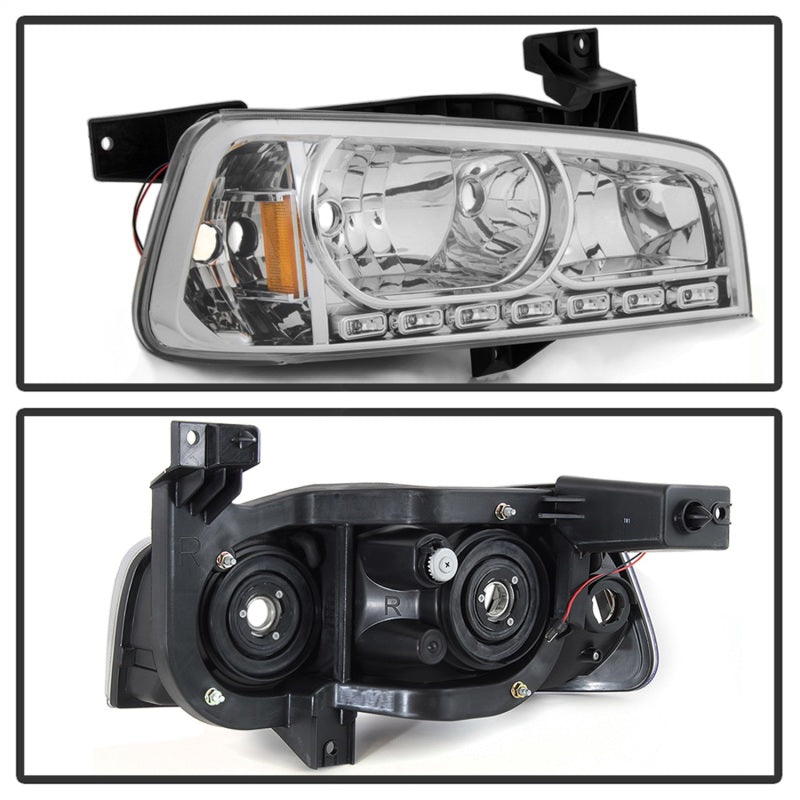 Xtune Dodge Charger 06-10 1Pc LED Crystal Headlights Chrome HD-ON-DCH05-1PC-LED-C SPYDER