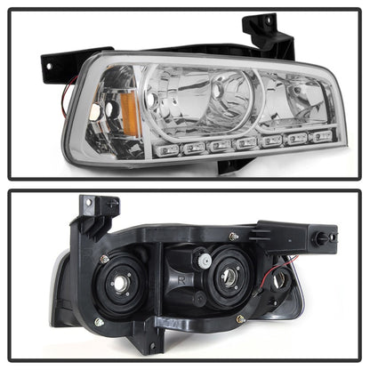 Xtune Dodge Charger 06-10 1Pc LED Crystal Headlights Chrome HD-ON-DCH05-1PC-LED-C SPYDER