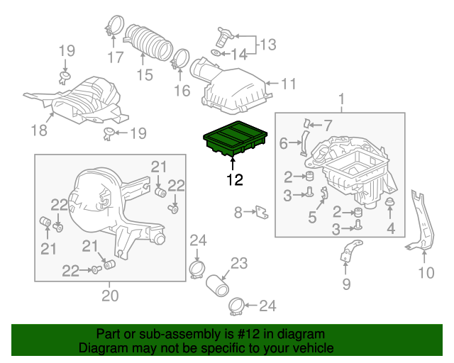 OEM Honda Engine Air Filter Element/Accord L4 1.5L 2018-2023 (17220-6A0-A00) X1