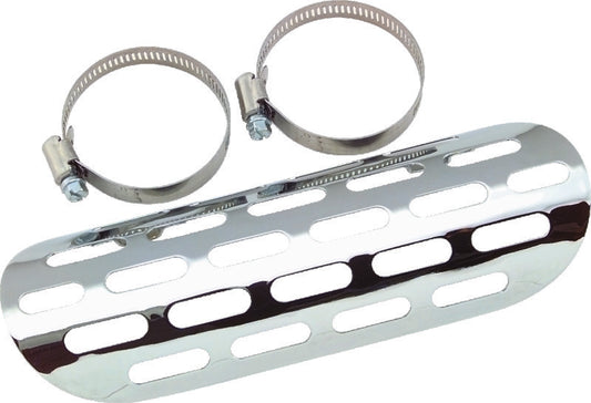 Bikers Choice Chrome Perforated Heat Shield Fits 1 3/4 & 2 Inch Pipe Custom - 150861