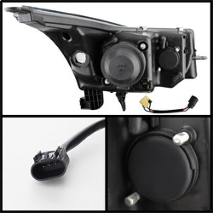 Spyder Chevy Cruze 11-14 Projector Headlights Light Tube DRL Blk PRO-YD-CCRZ11-LTDRL-BK SPYDER