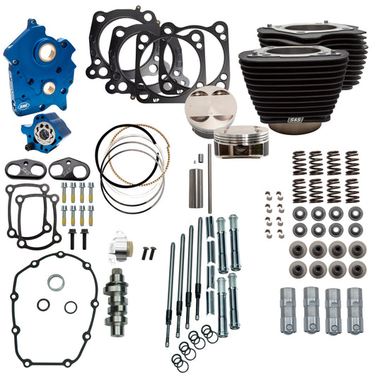 S&S Cycle 2017 M8 Models 128in Oil Cooled Power Pack w/ Chrome Pushrod Tubes w/o HL - Incl. VVT