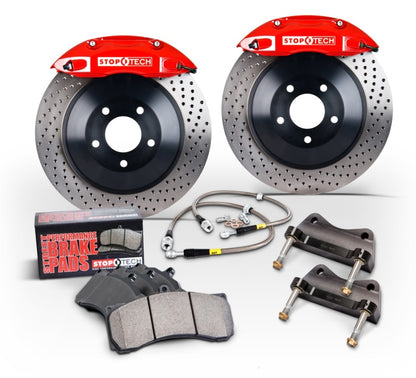 StopTech 05-14 Ford Mustang GT BBK Front ST-60 Red Calipers 1pc 355x32 Drilled Rotors Stoptech