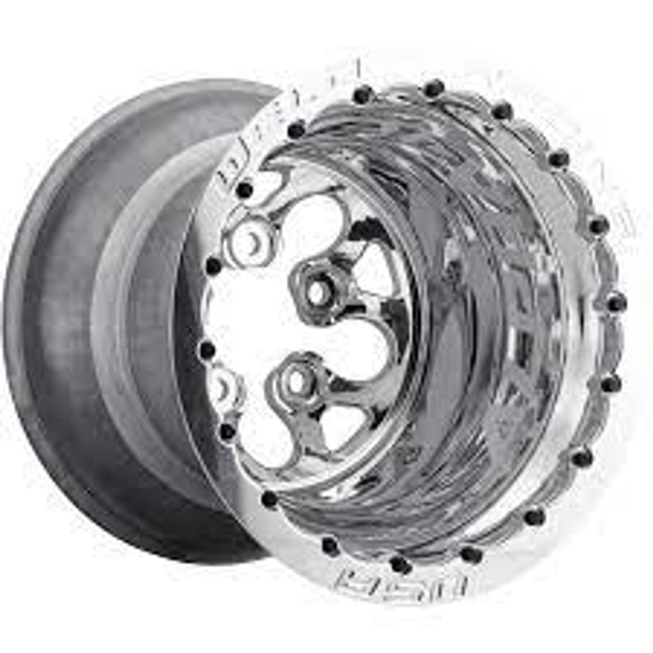 Weld Alpha-1 15x14 / 5x4.75 BP / 2in. BS Polished Wheel - Polished Double Beadlock MT