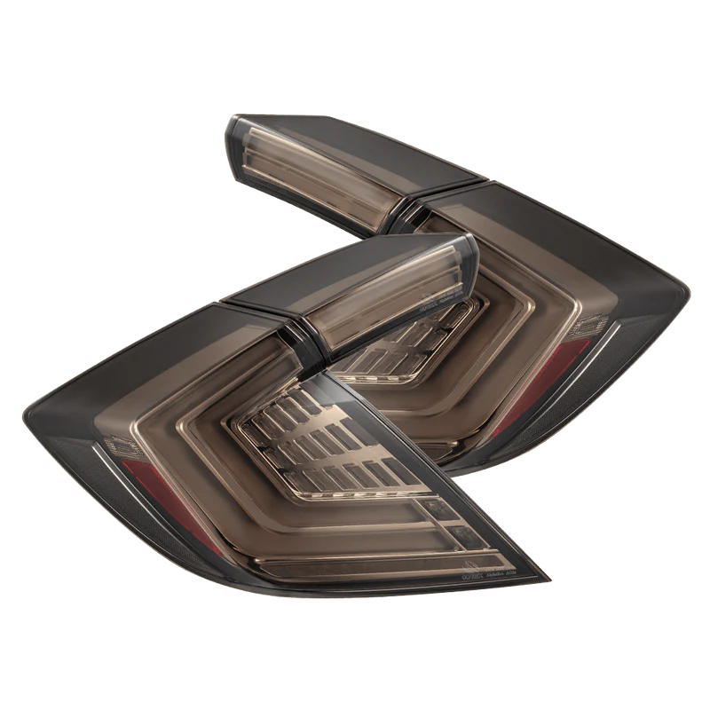 AlphaRex 676040 – NOVA-Series Prismatic LED Tail Lights for 2016–2021 Honda Civic Hatchback & Type-R (Clear Smoked Lens)