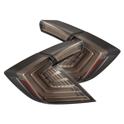 AlphaRex 676040 – NOVA-Series Prismatic LED Tail Lights for 2016–2021 Honda Civic Hatchback & Type-R (Clear Smoked Lens)