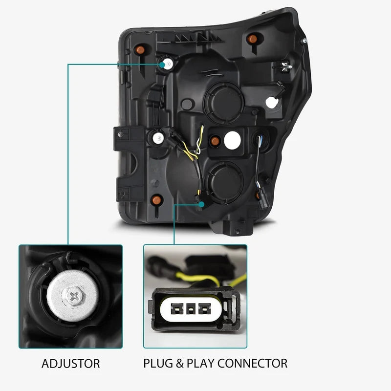 Close-Up AlphaRex 880142 PRO-Series Headlight Housing Details – Ford F-250 F-350 F-450