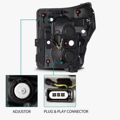 Close-Up AlphaRex 880142 PRO-Series Headlight Housing Details – Ford F-250 F-350 F-450