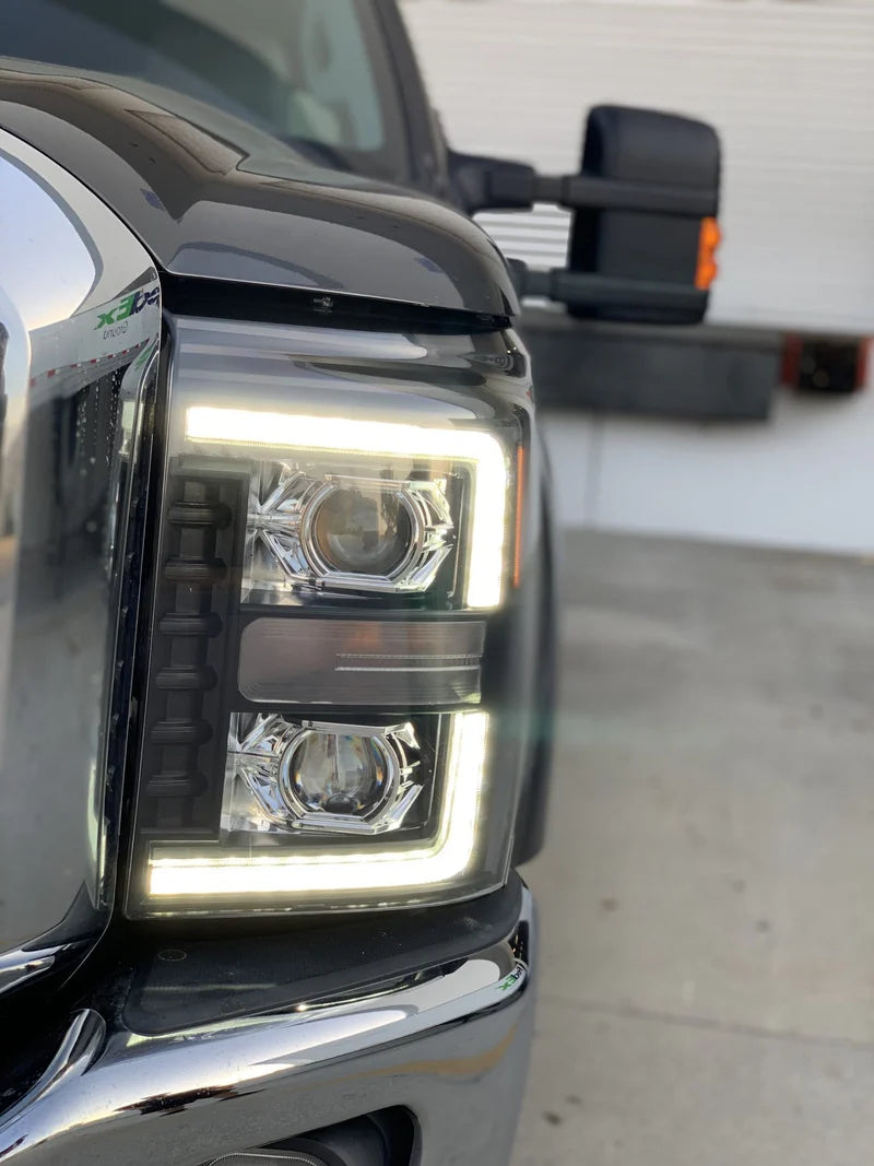 Installed AlphaRex 880142 PRO-Series Headlights on Ford Super Duty (Front View)