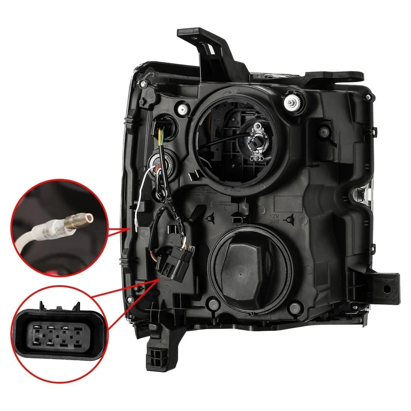 Back View of AlphaRex 880225 PRO-Series Projector Headlights – Chevy Silverado