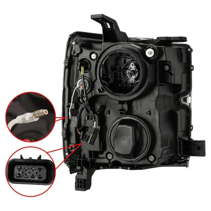 Back View of AlphaRex 880225 PRO-Series Projector Headlights – Chevy Silverado