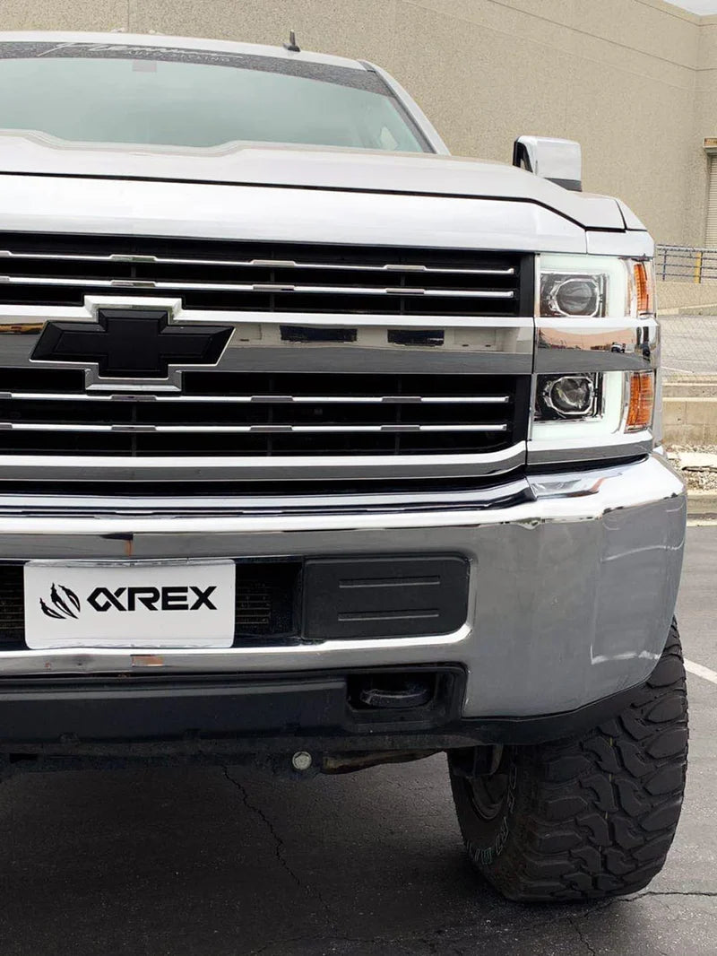 Installed AlphaRex 880225 PRO-Series Headlights on Chevrolet Silverado (Front View)
