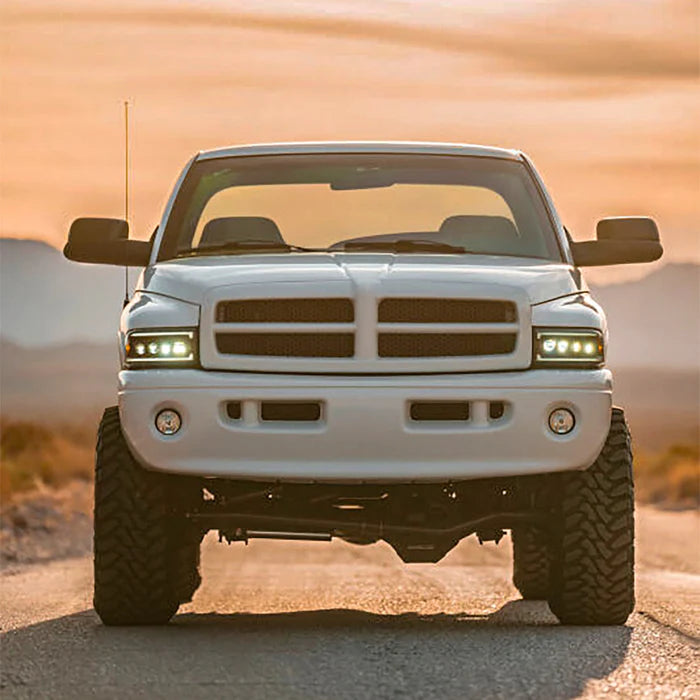 AlphaRex NOVA-Series LED headlights 880352 for 1994-2002 Dodge Ram with Alpha-Black housing and quad projectors
