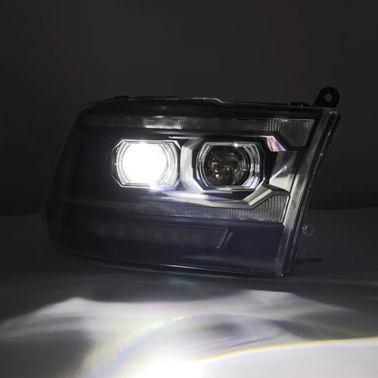 AlphaRex 880560 Ram LUXX LED headlights with white DRL plank light illuminated