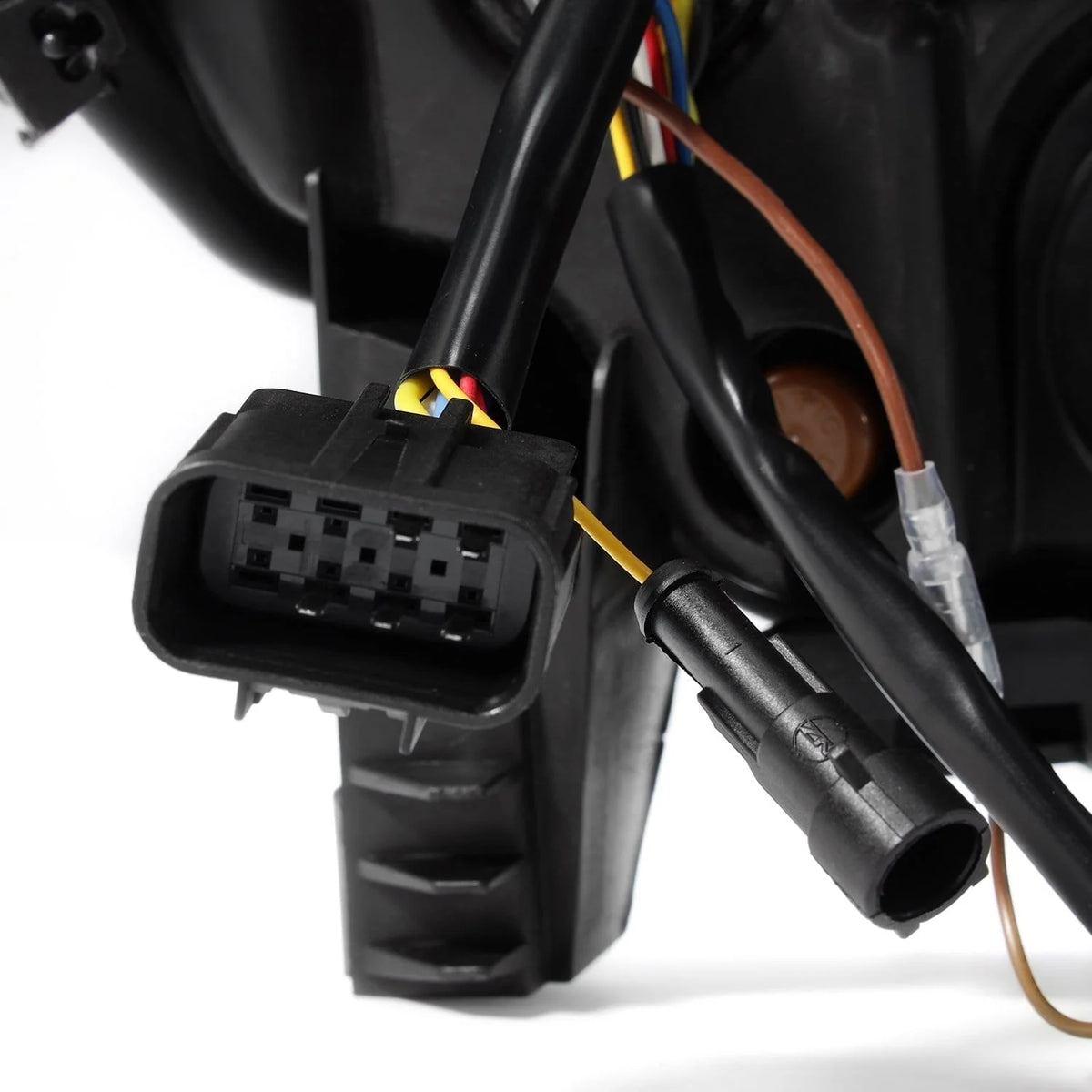 Direct OEM plug and play wiring harness connectors for AlphaRex 880615 GMC Sierra headlights