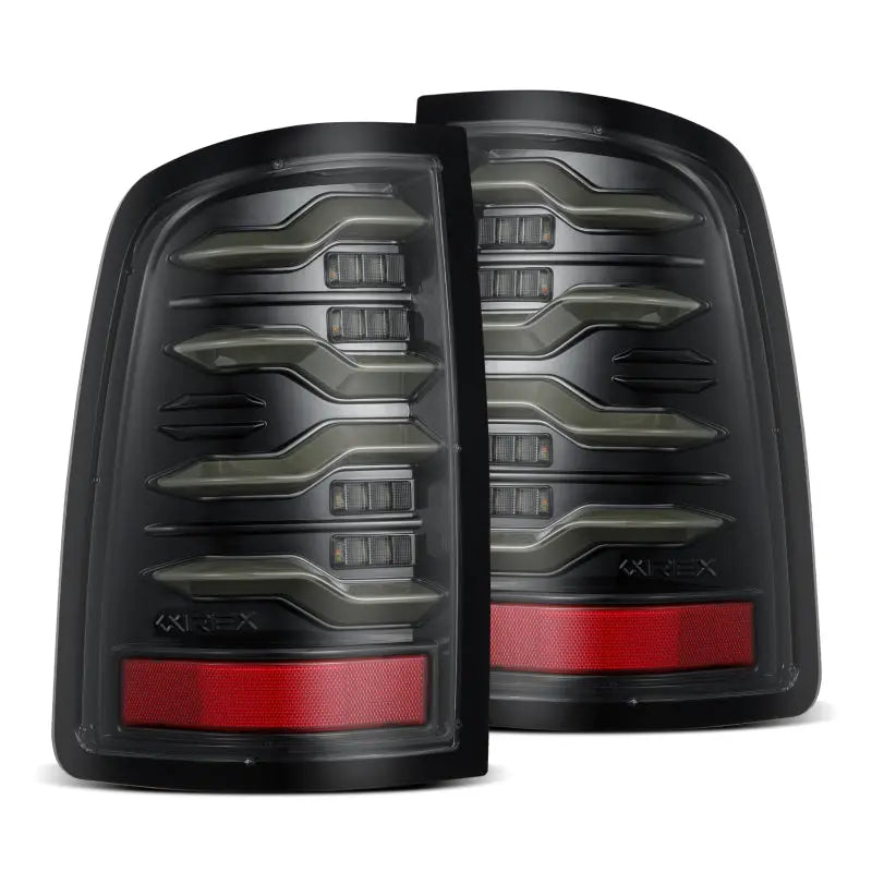 AlphaRex LUXX-Series LED tail lights 640003 for Ram 1500, 2500 and 3500 with Alpha-Black housing and sequential signals