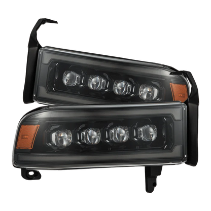 AlphaRex NOVA-Series LED headlights 880352 for 1994-2002 Dodge Ram with Alpha-Black housing and quad projectors