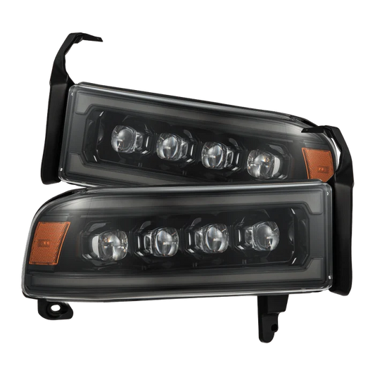 AlphaRex NOVA-Series LED headlights 880352 for 1994-2002 Dodge Ram with Alpha-Black housing and quad projectors