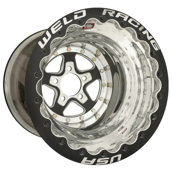 Weld Aluma Star 2.0 15x10 / 5x4.5 BP / 4in. BS Black Wheel Black Single Bead Lock MTB