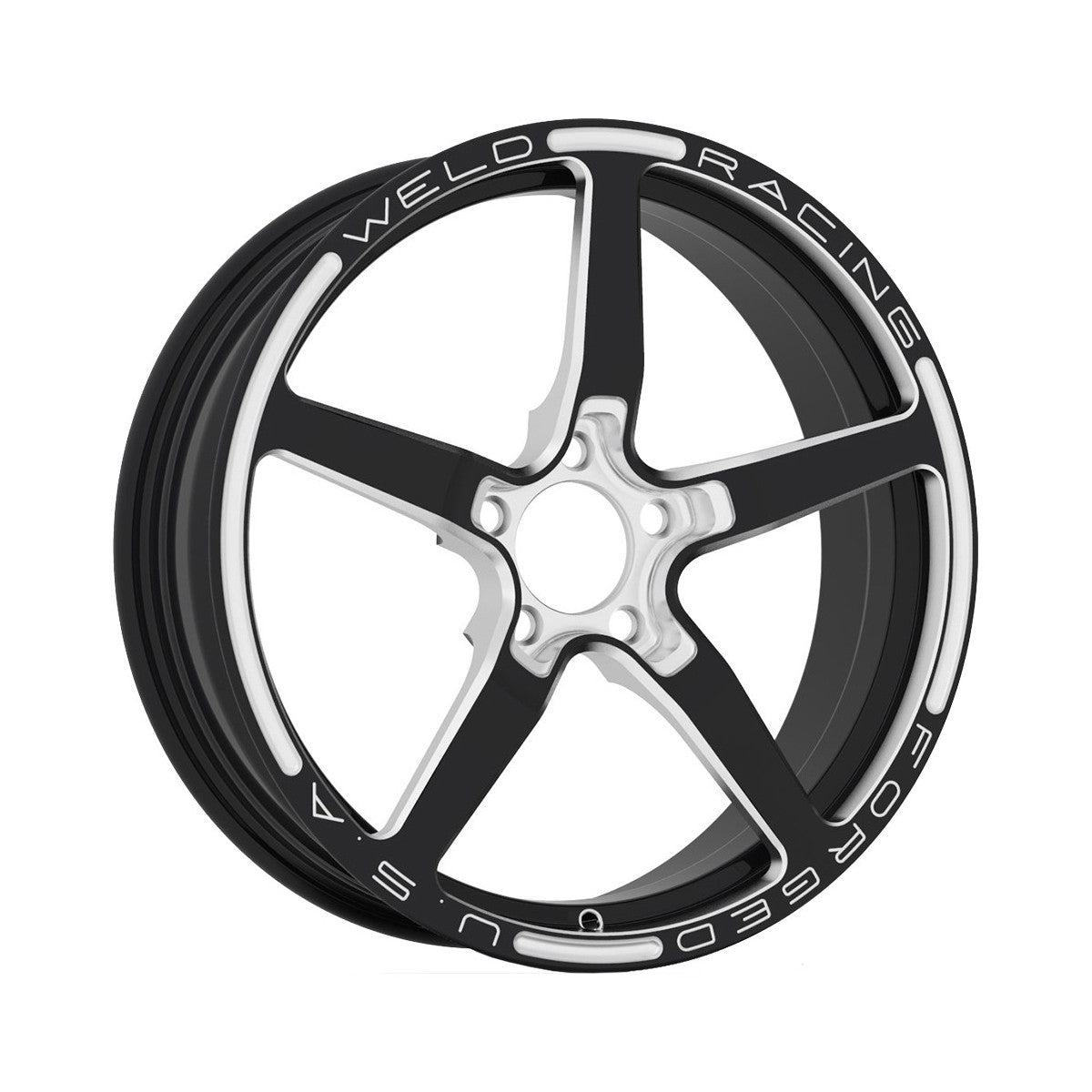 Weld Alumastar 2.0 15X14 / 5x4.75 BP / 5in. BS Black Polished Wheel - Black Double Beadlock MT