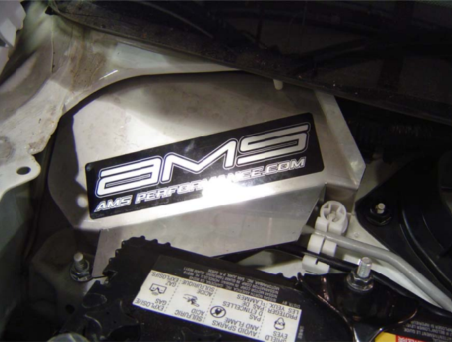 AMS Performance Alpha cowl splash shield for Nissan GT-R R35 stainless steel ALP.07.06.0001-1 installed on GTR