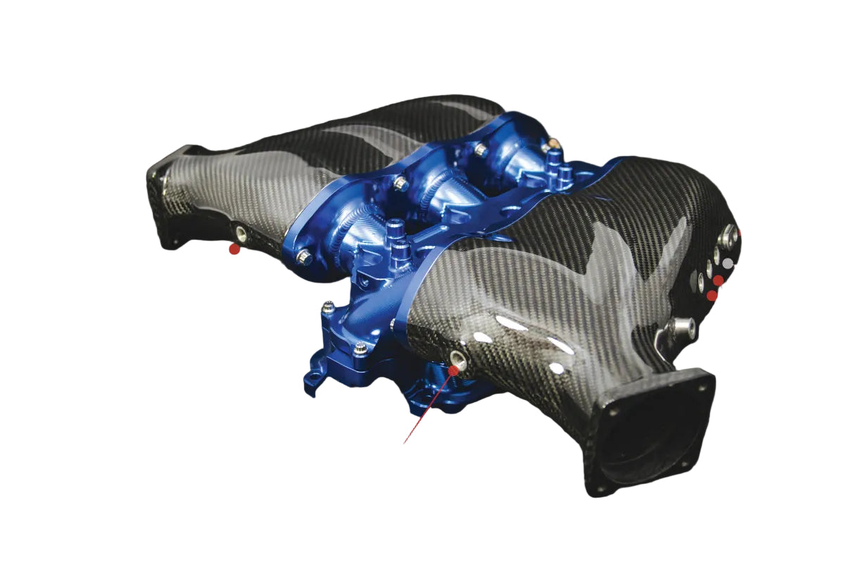 AMS Performance blue carbon fiber intake manifold for Nissan GT-R R35 ALP.07.08.0101-16