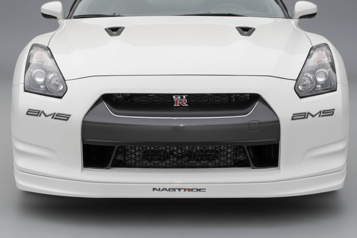 AMS Performance front mount intercooler for Nissan GT-R R35 stock piping with logo ALP.07.09.0007-2