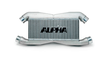 AMS Performance front mount intercooler for Nissan GT-R R35 stock piping with logo ALP.07.09.0007-2
