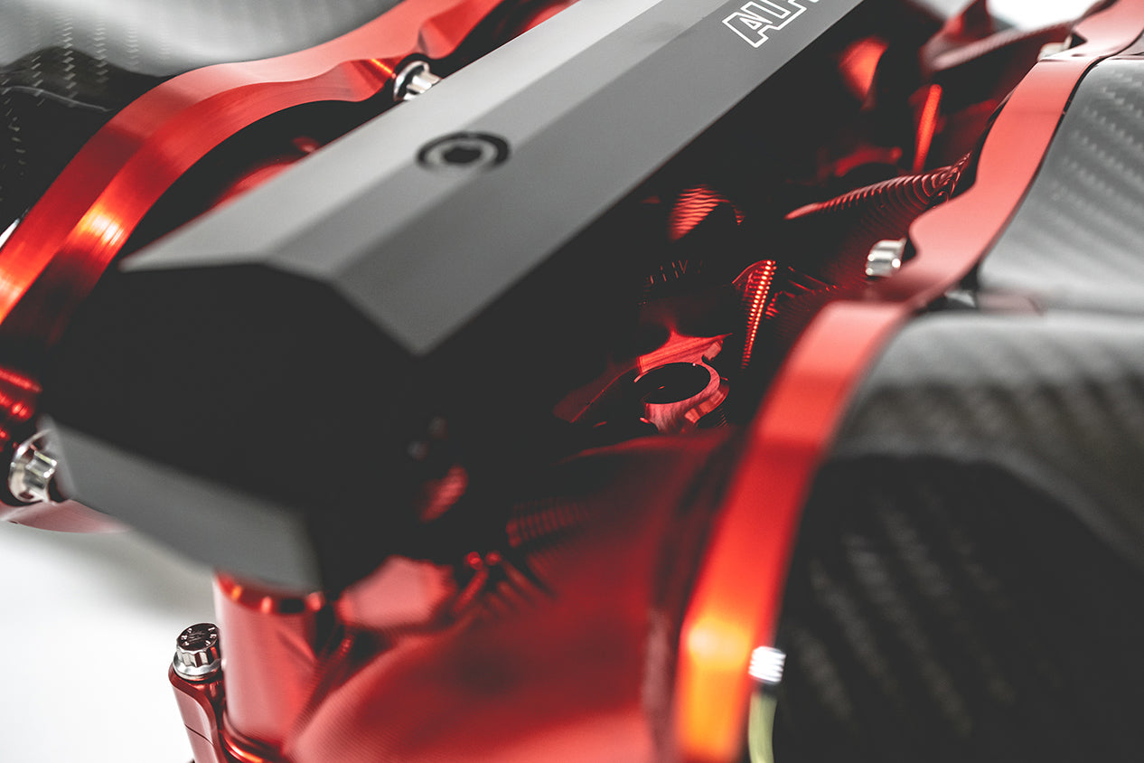 AMS Performance red carbon fiber intake manifold for Nissan GT-R R35 ALP.07.08.0101-18
