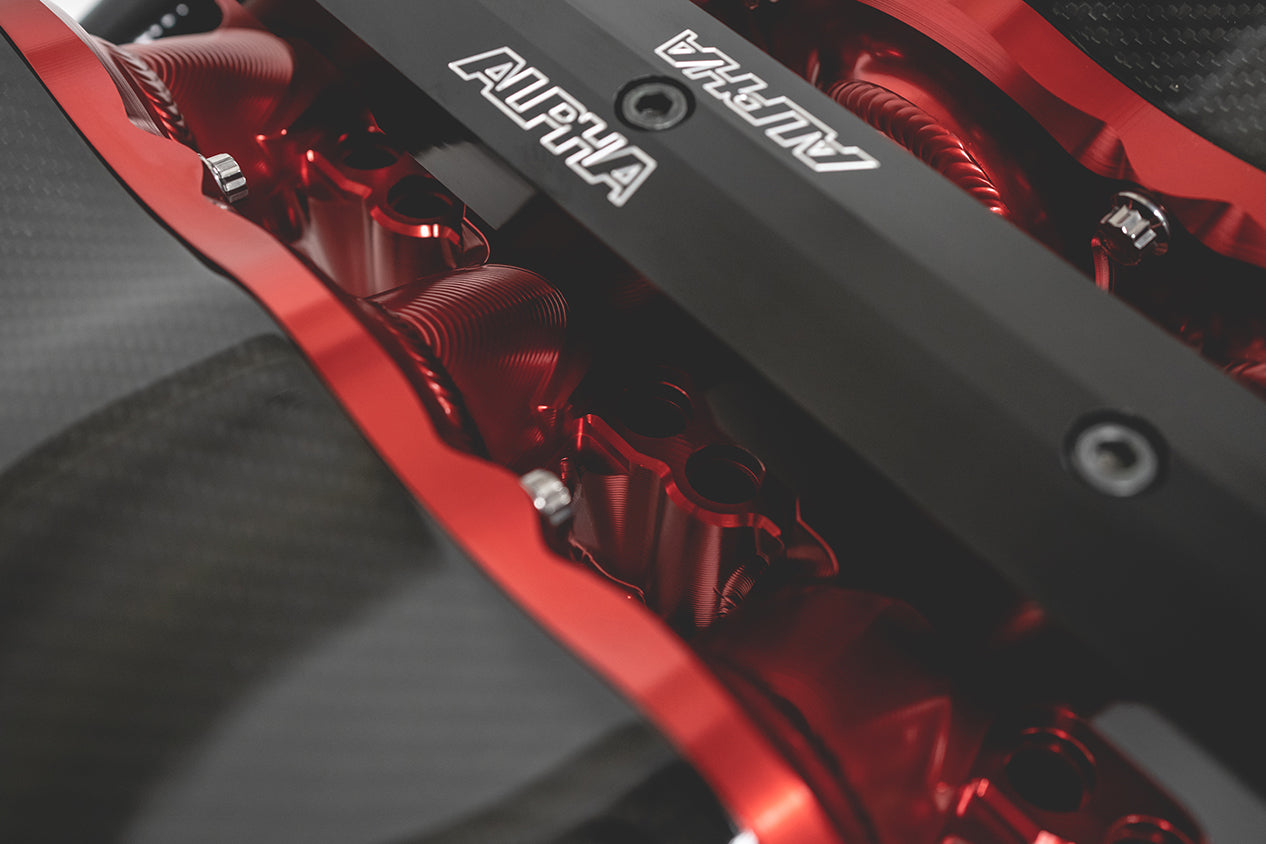 AMS Performance red carbon fiber intake manifold for Nissan GT-R R35 ALP.07.08.0101-18