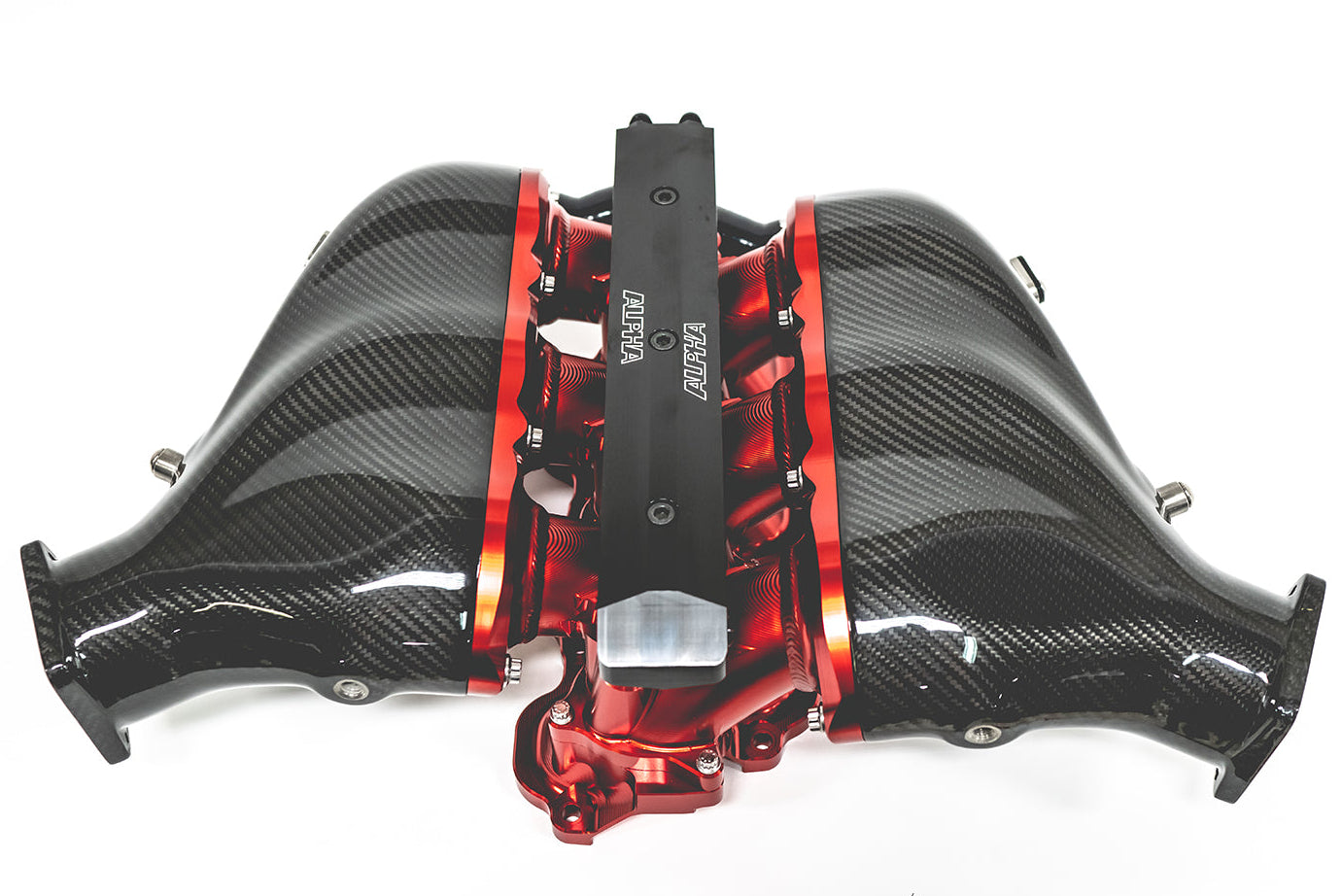 AMS Performance red carbon fiber intake manifold for Nissan GT-R R35 ALP.07.08.0101-18