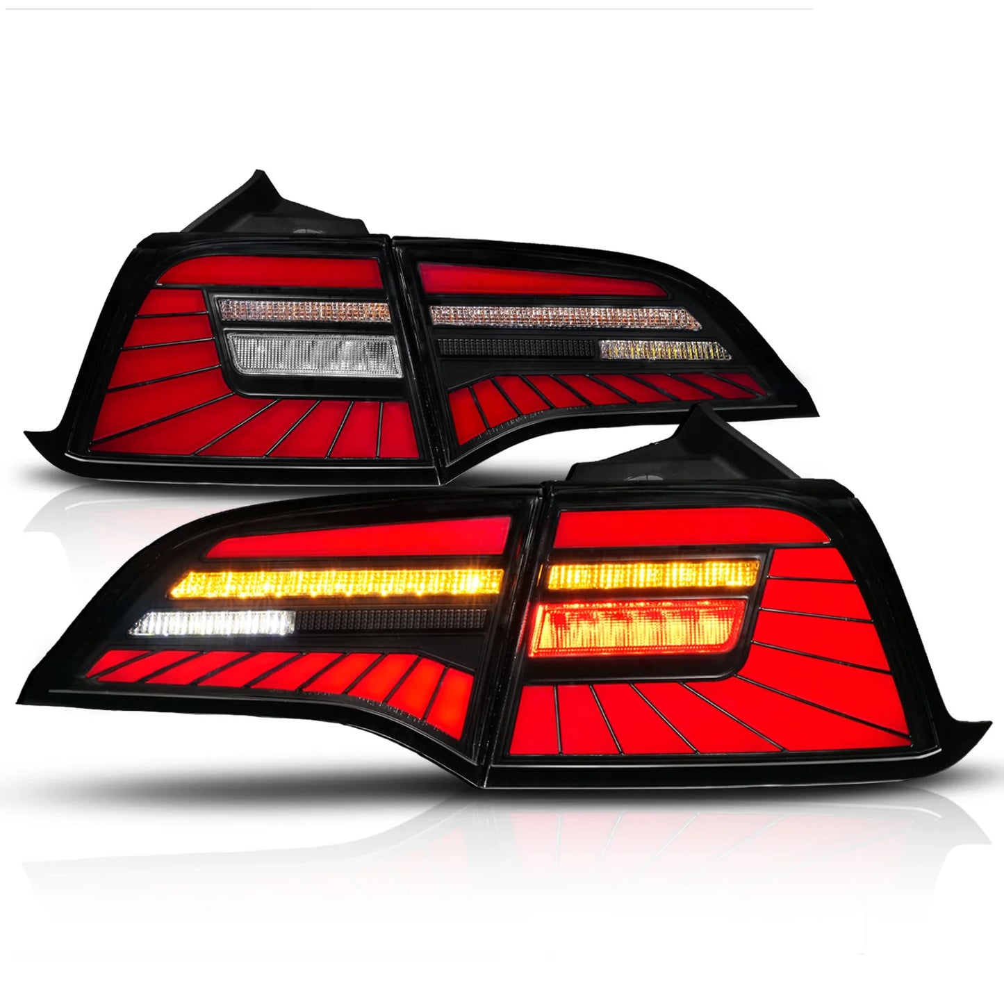 ANZO 17-23 Tesla Model 3 / 20-25 Model Y Full LED Tail Lights Initiation/SeqSig Black - Pair