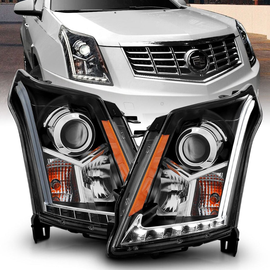 ANZO 111308 Black Projector Plank Style Headlights with Clear Lens for Cadillac SRX 2010-2016 Models