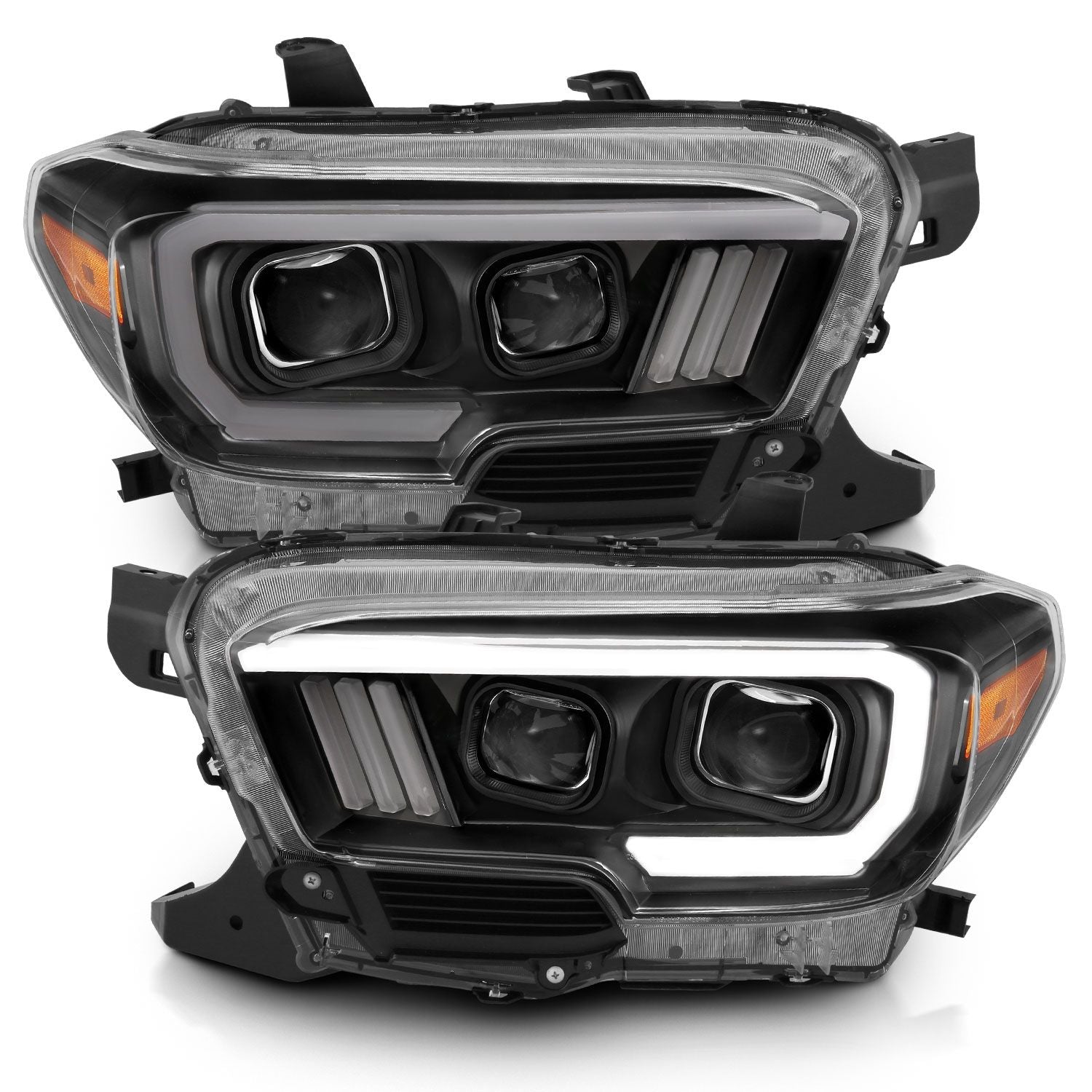 ANZO 111379 Projector Plank Style Headlights for Toyota Tacoma 2016-2023 – Black Housing ANZO