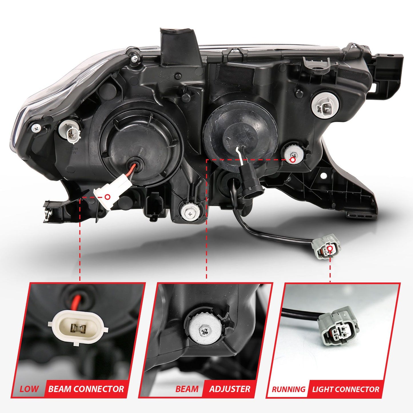 ANZO 111379 Projector Plank Style Headlights for Toyota Tacoma 2016-2023 – Black Housing ANZO