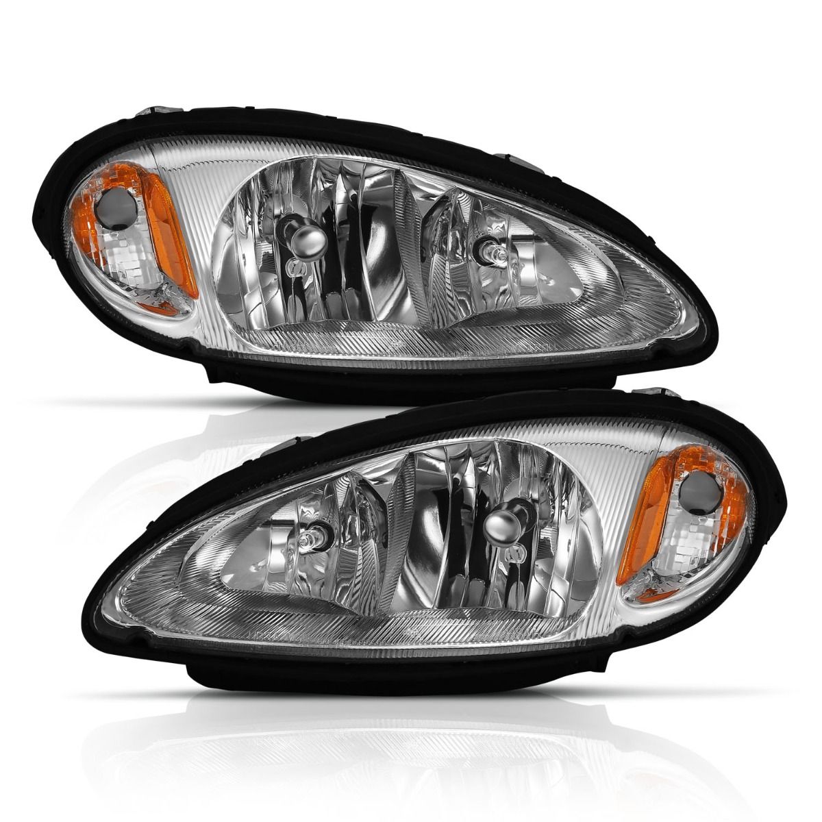 ANZO 111472 Crystal Headlights with Chrome Housing and Clear Lens for Chrysler PT Cruiser 2001-2005.