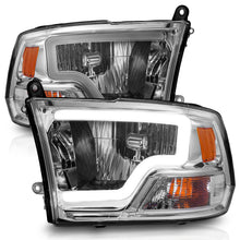 Load image into Gallery viewer, ANZO 111516 Crystal C-Bar Headlights with Chrome Housing and Clear Lens for Dodge Ram 1500, 2500, and 3500 (2009-2018).