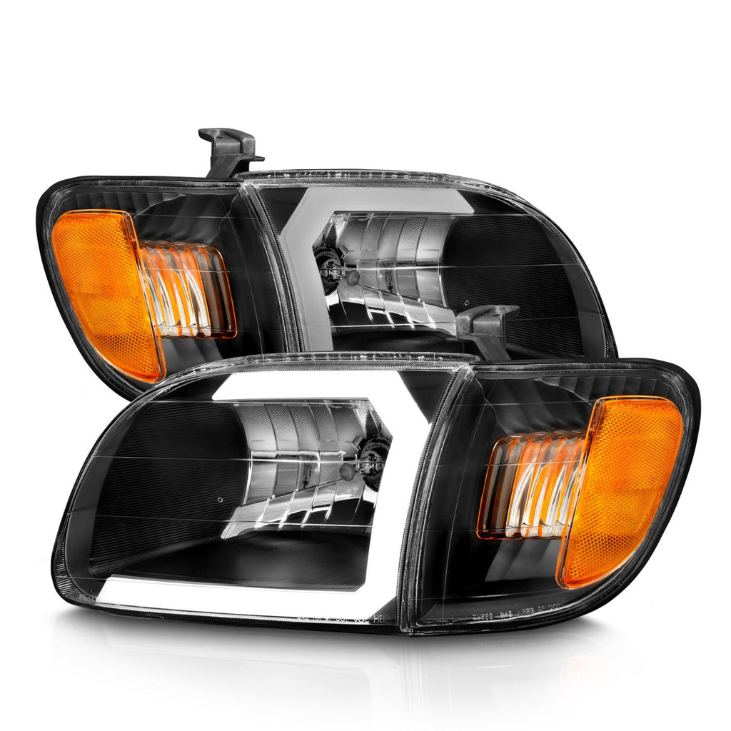 ANZO 111579 Crystal Plank Style Black Headlights with Corner Lights for Toyota Tundra 2000-2004 Regular/Access Cab Models