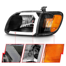 Load image into Gallery viewer, ANZO 111579 Crystal Plank Style Black Headlights with Corner Lights for Toyota Tundra 2000-2004 Regular/Access Cab Models