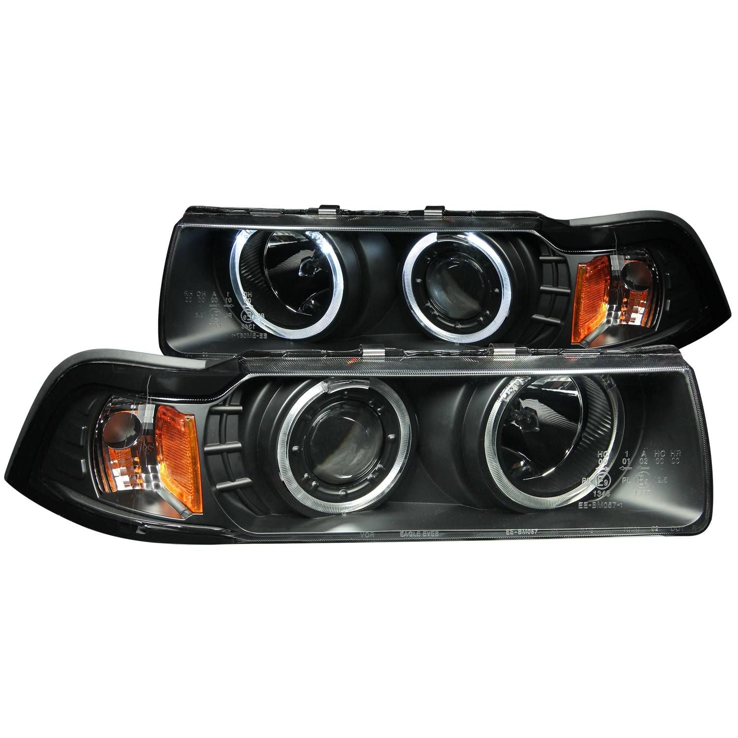 ANZO 121011 Projector Halo Headlights with Black Housing and Clear Lens for BMW 3 Series E36 1992-1998 (2-door models).