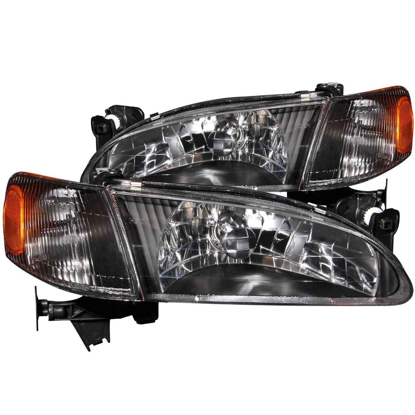 ANZO 121131 Crystal Headlights with Black Housing and Clear Lens for Toyota Corolla 1998-2000.