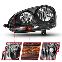 Load image into Gallery viewer, ANZO 121542 Crystal Headlights with Black Housing and Clear Lens for VW Jetta, GTI, and Rabbit (2005.5-2010).