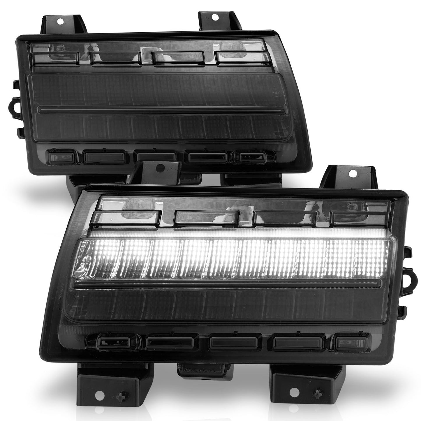 ANZO 511088 Full LED Fender Lights with Smoked Lens and Chrome Housing for Jeep Wrangler 2018-2023 and Gladiator 2020-2023 (factory LED models).