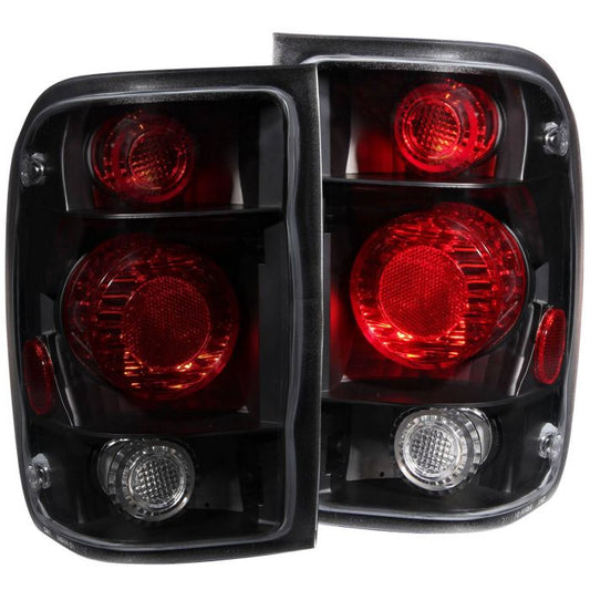 ANZO 211178 Tail Lights with Black Housing and Smoked Lens for Ford Ranger 1998-2000 (excludes Splash, XLT, and stepside models).