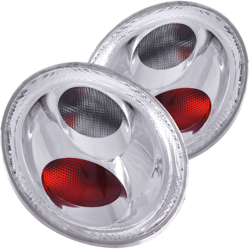 ANZO 221118 Tail Lights with Chrome Housing and Red/Clear Lens for Volkswagen Beetle 1998-2005.